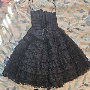 Betsey Johnson Black Lace Mini Flare Dress